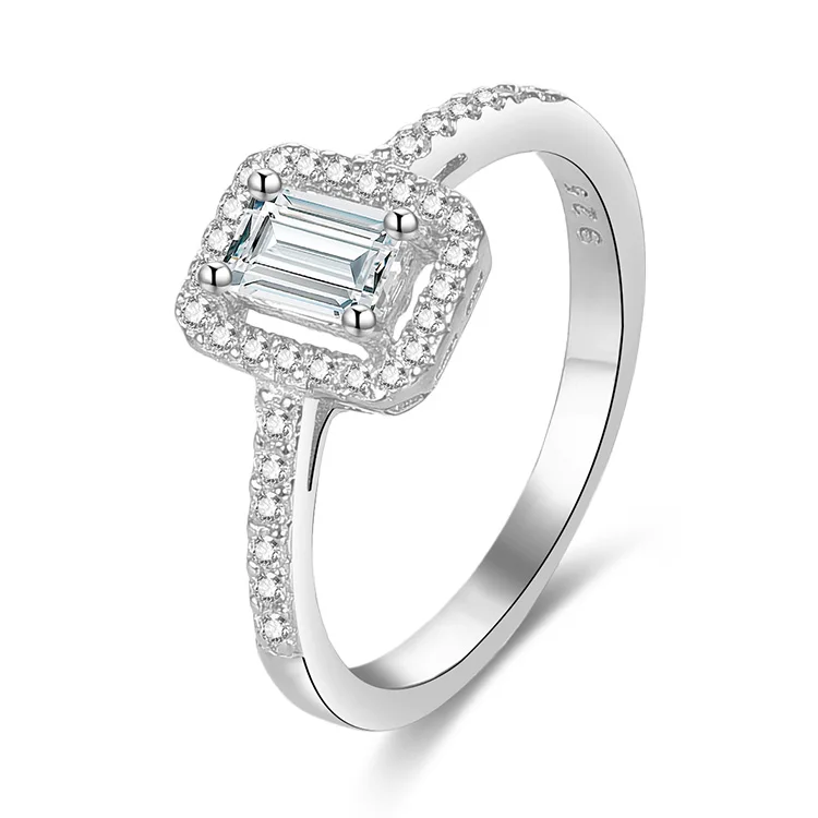 

POLIVA Baguette Cut Engagement Ring White Cz 925 Sterling Silver Wedding Rings Women