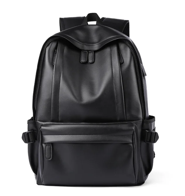 

Wholesale PU leather Back Pack bags high quality soft backpack, Black