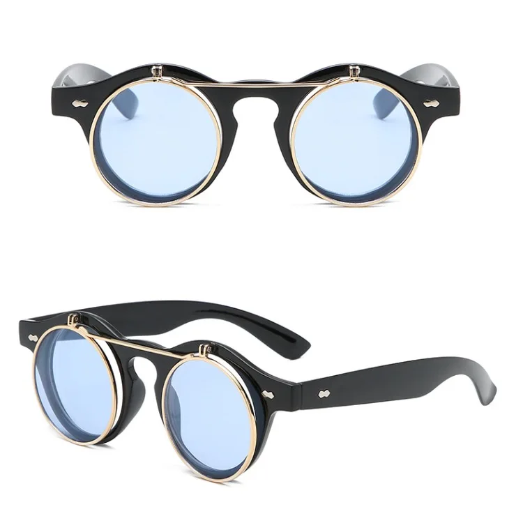 

Hot Men Flip Up Sun Glasses Retro Steam Punk Sunglasses, 8 color