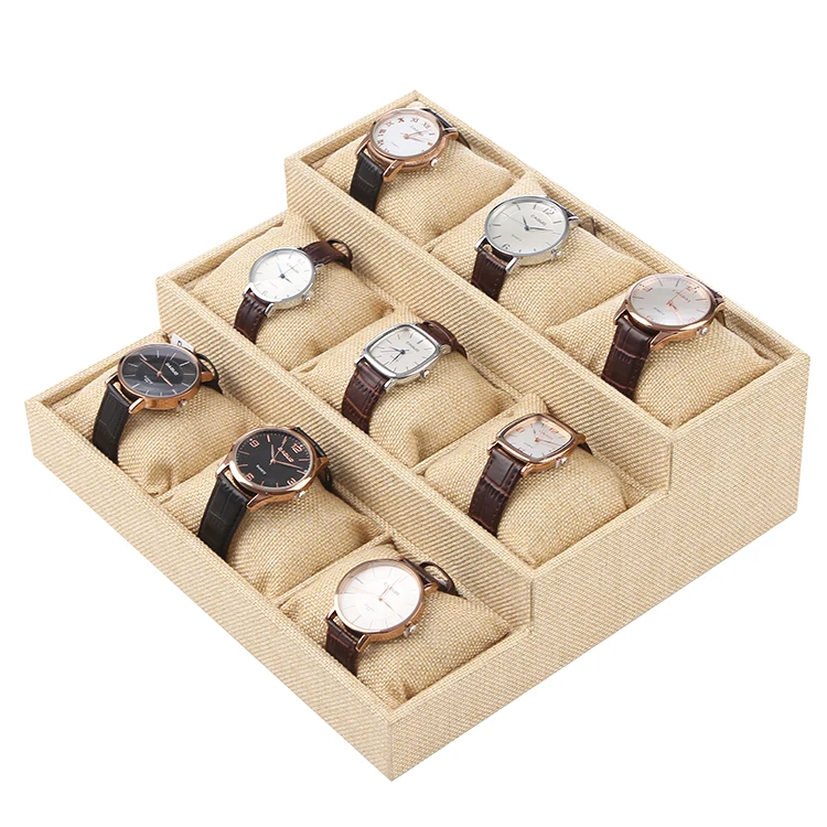 

Custom Flax Bangle Display Linen Watch Tray for Watch Display with Competitive Price