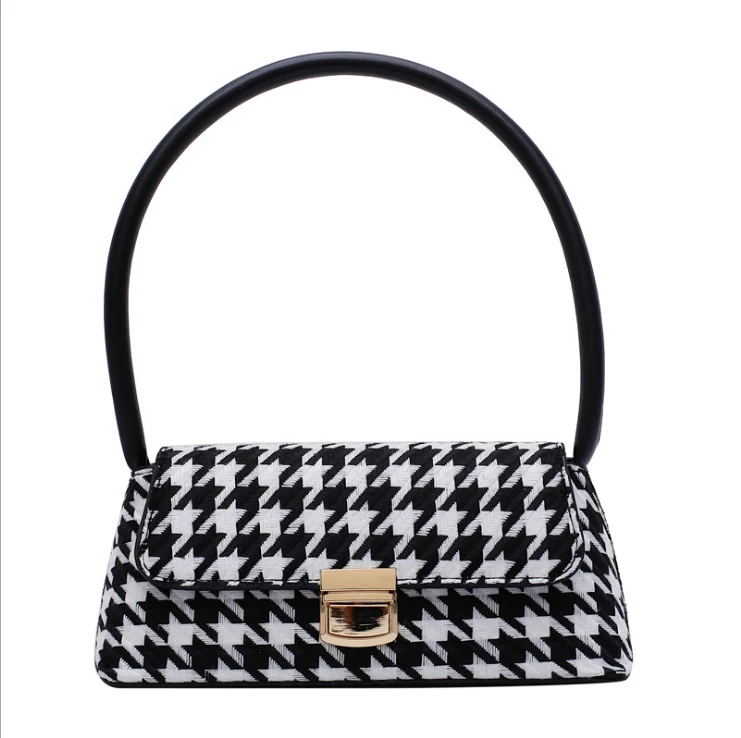 

2021 New arrivals plaid Shoulder armpit cheap handbag wholesale luxury trendy handbags purses and handbags women with lock, 2 colors
