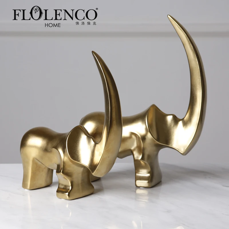 

Modern arab animal Rhinoceros home decoration abstract ceramic ornaments for living room
