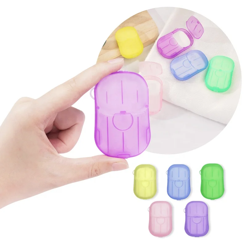 

20pcs Portable Outdoor Travel Soap Paper Washing Hand Bath Clean Scented Slice Sheets Disposable Boxes Soap Mini Paper Soap, White