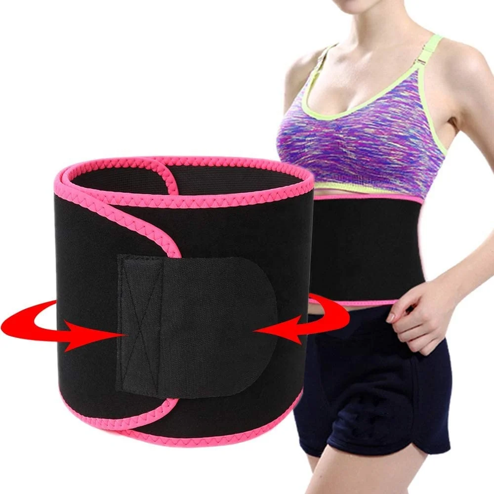 

Sports Elastic Waist Trainer Sweat Shaping Support Trimmer Waist Slimming Belt, Black/blue/pink/yellow