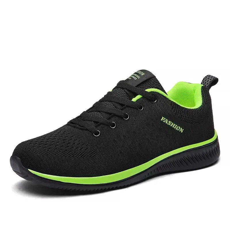 

New Style Quick-dry Breathable Sneakers Fashion Classic Black Jogging Walking Shoes Men Fly Knitted Leisure Shoes, Green black red