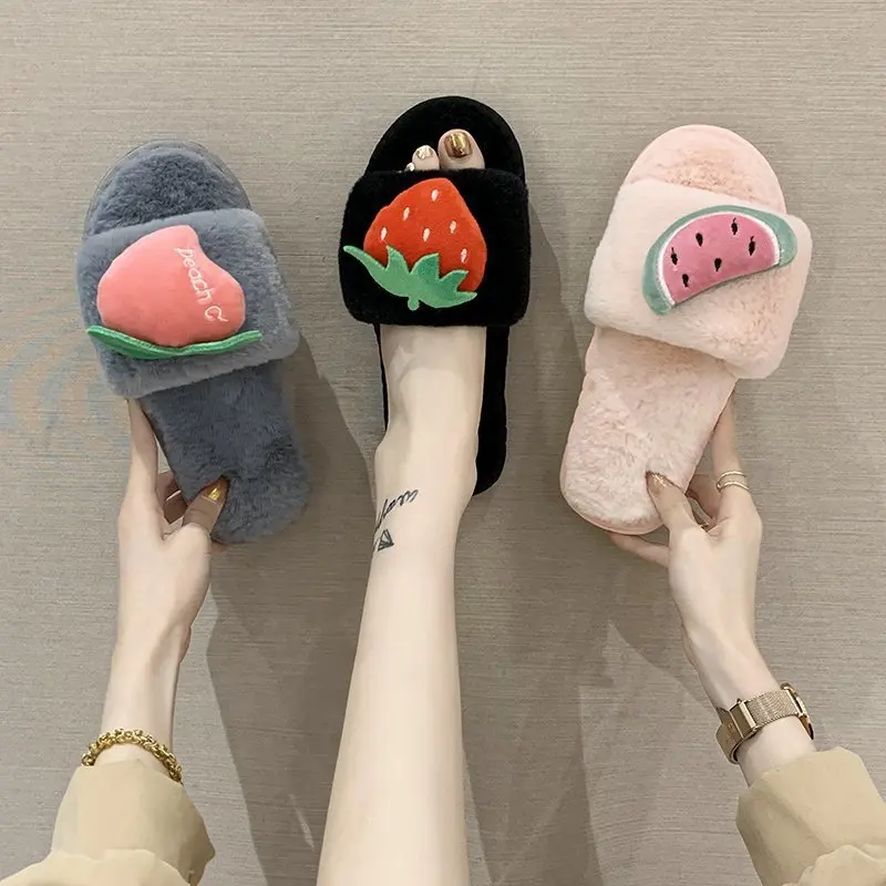 

Drop Shipping Women'S Flats House Shoe Women Sneaky Slipper Fur Funny Slippers Cartoon Slippers, 4 colors