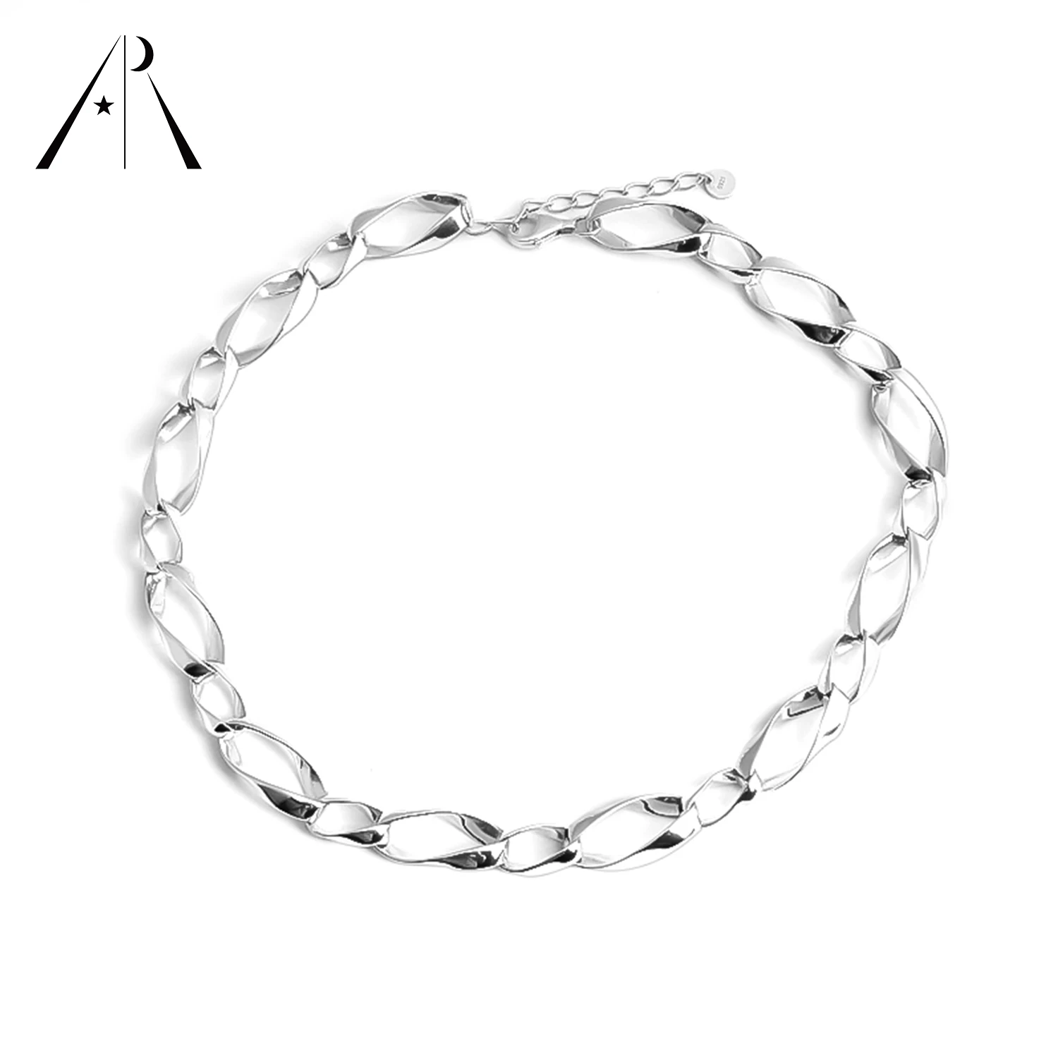 

Simple jewelry 925 Sterling Silver Plain Twist Oval Link Chain Necklace