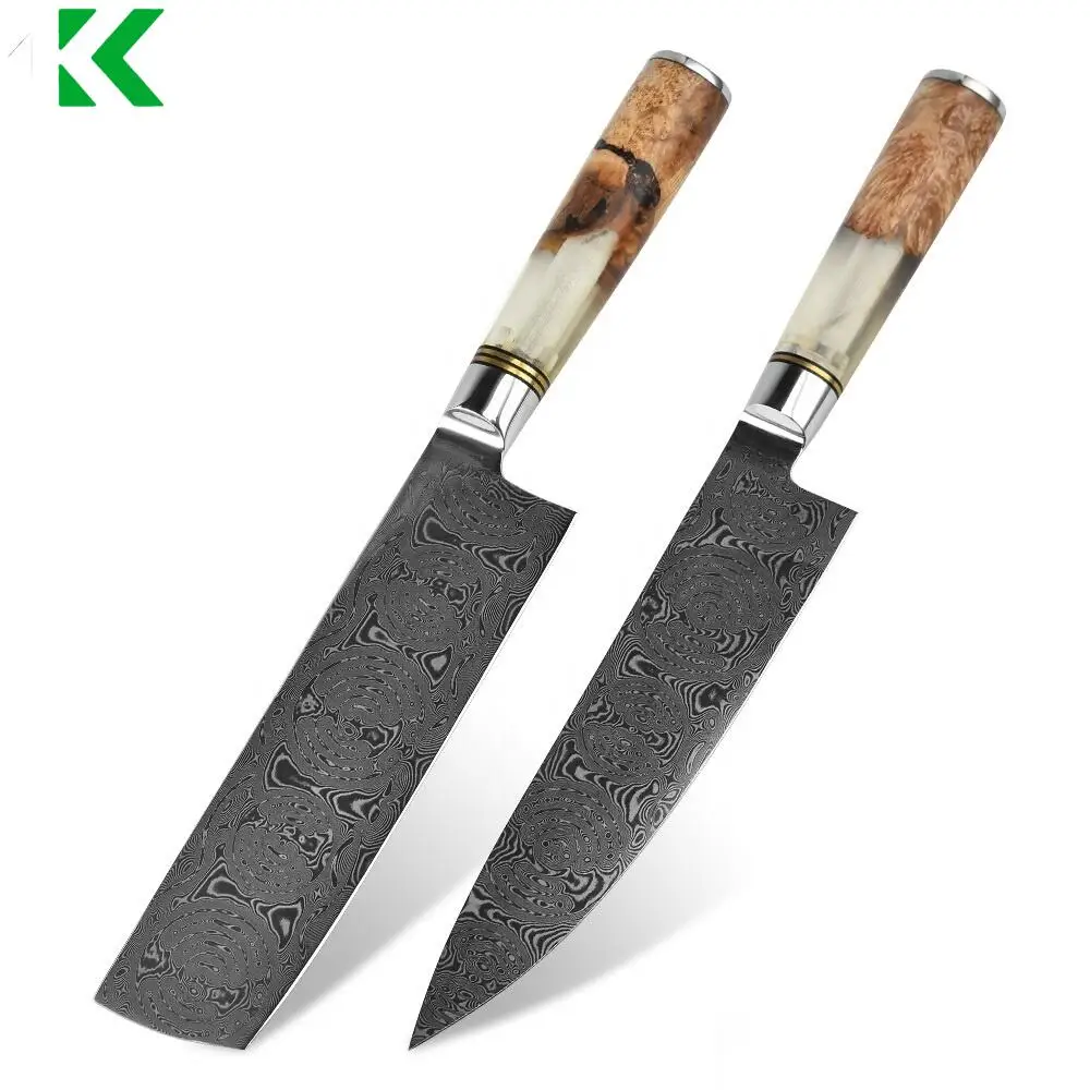 

New arrival 8inch Damascus Vg10 carbon Steel Kitchen Chef Knife Set In Gift Box