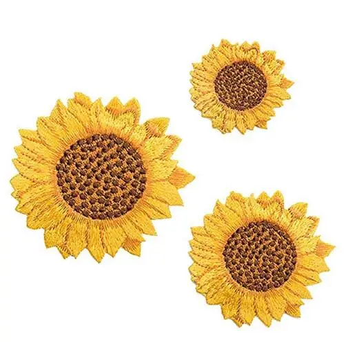 

3 Pcs Delicate Embroidered Patches, Van Gogh Sunflower Embroidery, Iron On Sew On Applique, Custom