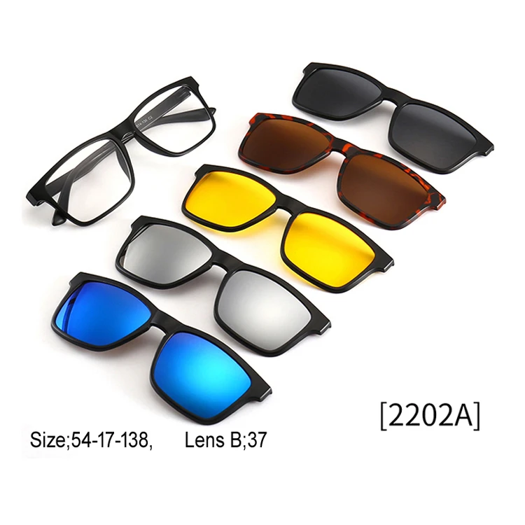 

Hotest Eyewear 5 in 1 Magnet Polarized Sunglasses Interchangeable Magnetic Clip On Glasses, Any color is available