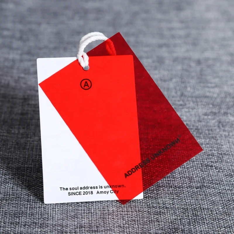 

Printed Model Garment Transparent Pvc Plastic Hangtags For Clothing 4*7cm, Cmyk