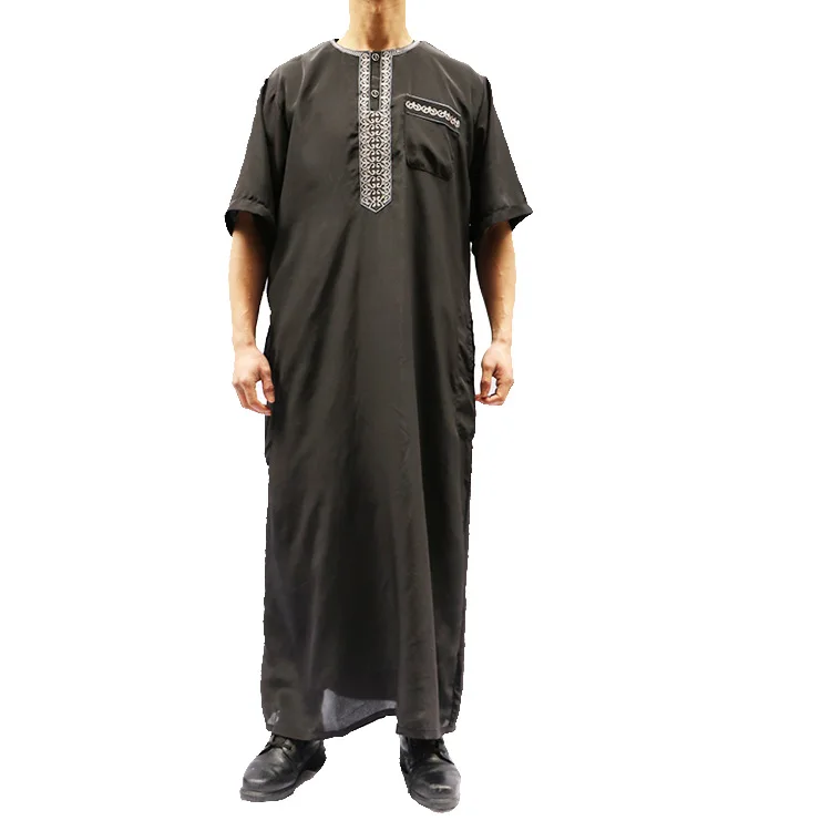 

New Muslim Clothing Arab Men's Short Sleeve Robe Exported to Middle East Arab Saudi Style Thobe Thoub Abaya Robe Daffah