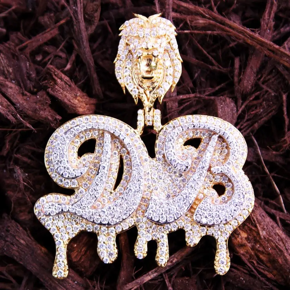 
hiphop style custom jewelry 925 sterling silver hand paving diamond double layer custom pendant 