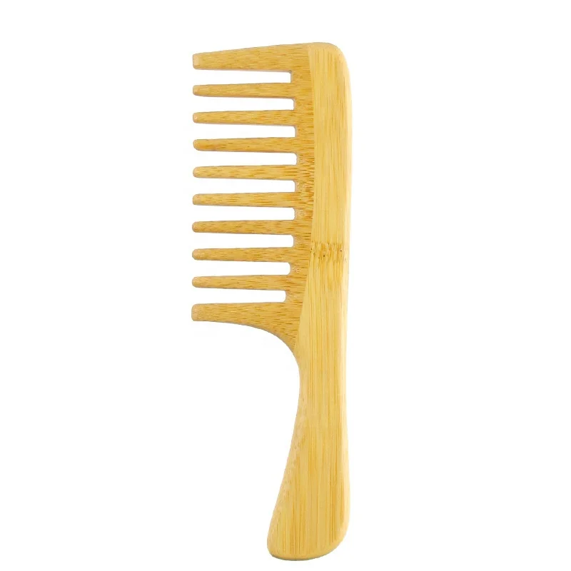 

Extra Wide Tooth Handmade 100% Natural Bamboo Hair Combs Natural Hair Detangler Wooden Comb With Handle