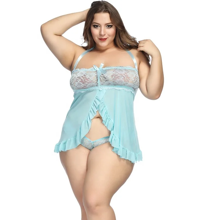 

2021 new sexy lady plus size sling pajamas elegant light luxury goddess dress, Water blue