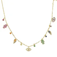 

colorful cz lucky charm necklace silver gold plated fashion women jewelry
