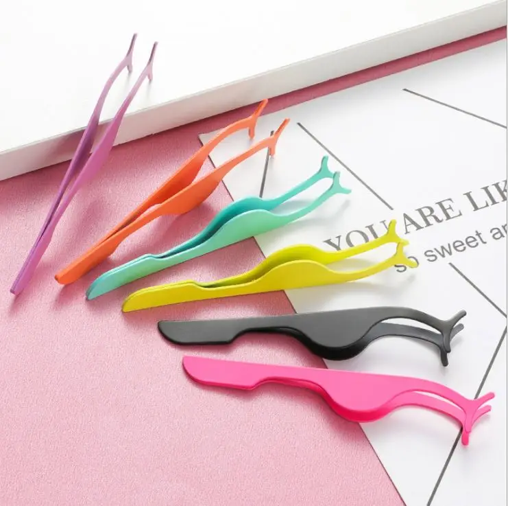 

Custom Logo Wholesale Light Pink Esd False Glitter Curved Holographic Eye Lashes Eyelashes Tweezer, Customer's choice