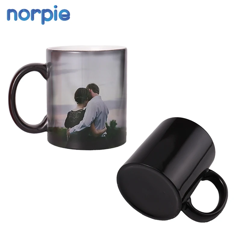 

Hot selling high quality Sublimation Cup Magic Color Changing Ceramic Coffee Mug Hot Heat Sensitive, Black