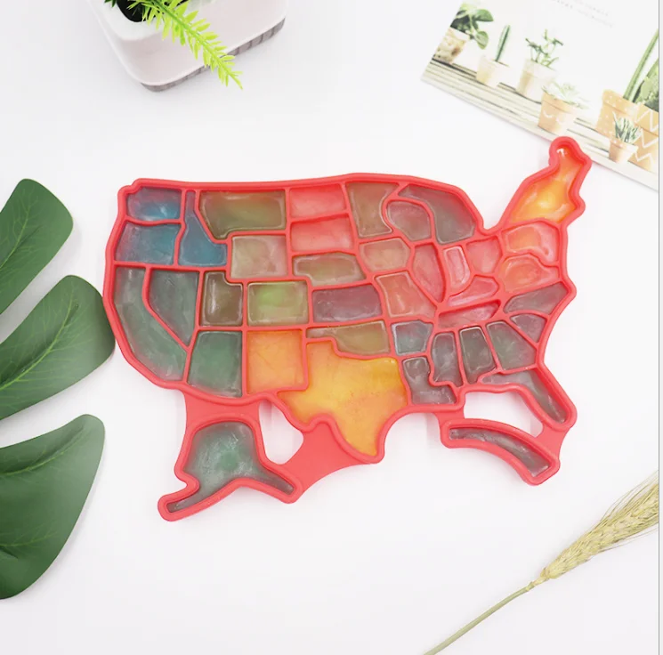

Creative American map ice cube ice mold Whiskey ice maker, Blue red