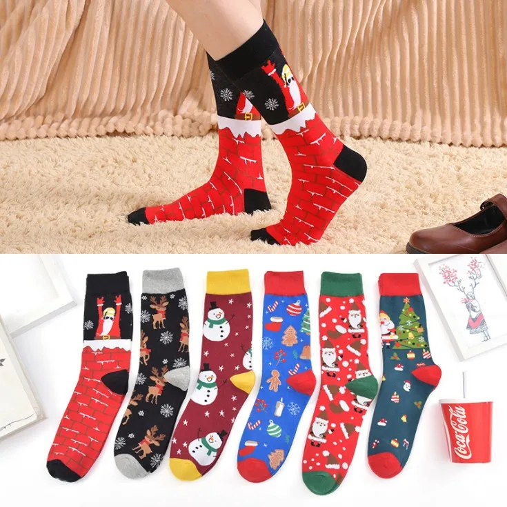 

2020 Christmas Socks Women Funny Christmas Tree Snow Cotton Socks Men Harajuku New Year Sokken, Picture shown
