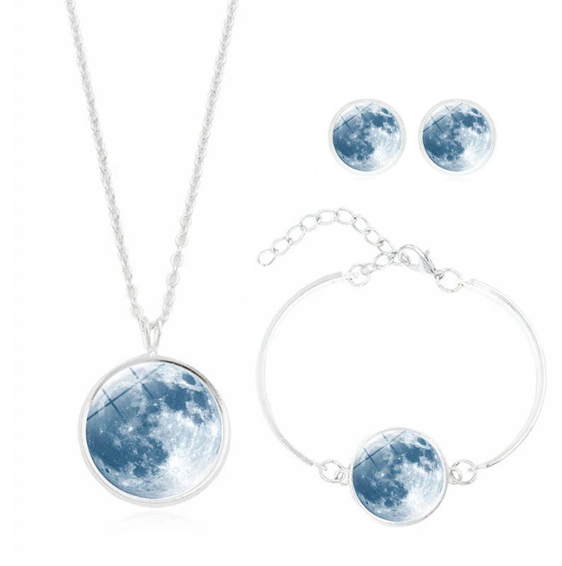 

Glow in Dark Luminous Glow Time Gem Necklace alloy glory earrings bangles set