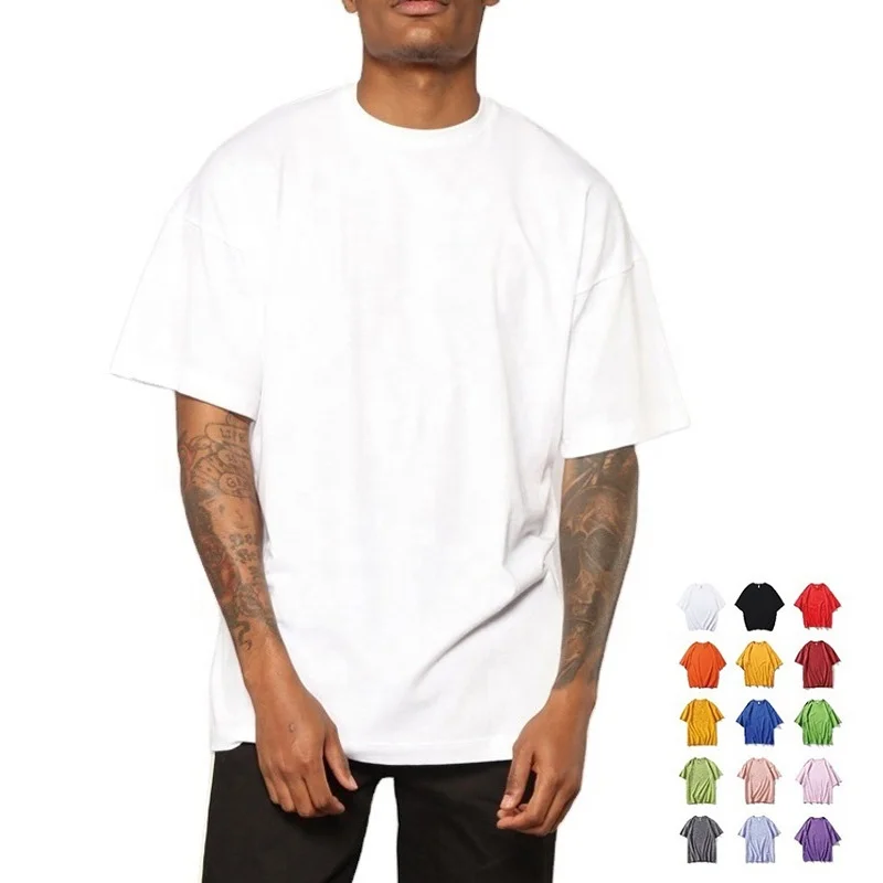 

Custom Printing Plain Short Sleeve Casual Dropped Shoulder T Shirt Solid Unisex Plus Size T-shirts, Customized color