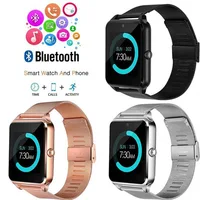 

Z60 Smart Phone Watch GSM Sim Card Stainless Steel Smart Bracelet Full Touch Screen Smartwatch Support SIM/TF Card with camera