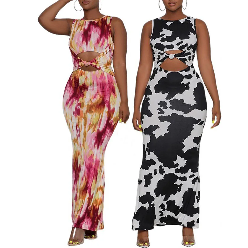 

FS3108D Women Fashion prints summer hollow out maxi dresses