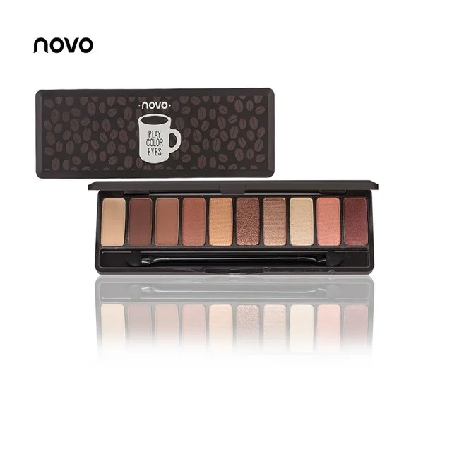 

10 Colors NOVO Fashion Eyeshadow Palette Matte Eye shadow Glitter Loose Pigment Eyeshadow MakeUp Brush Cosmetics