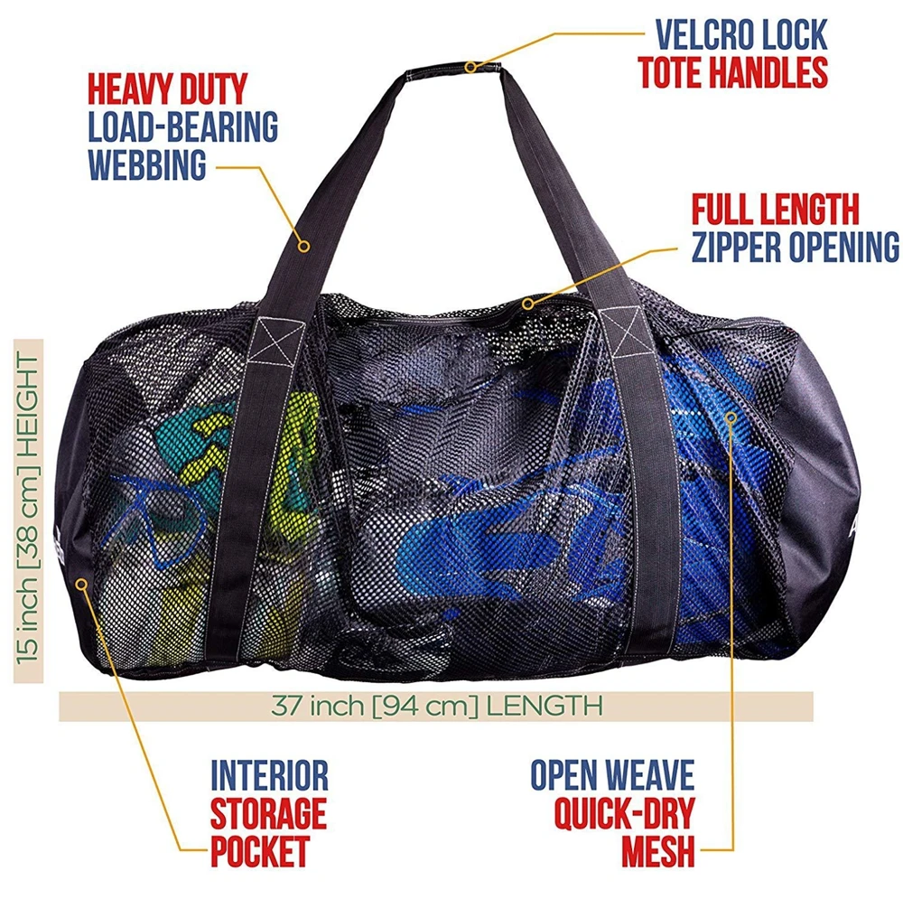 Small Batch Wholesale Large Mesh Diving Bag With Hand,Beach Storage Bag