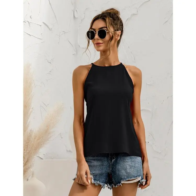 

PEARL Newest Design Summer 2021 Casual Sleeveless Solid Color Chemise Womens T-Shirt Blouses Ladies Tops Blouse