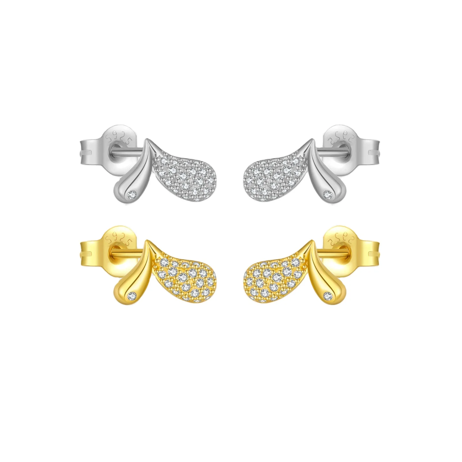 FUAMAY 925 Sterling Silver Heart Charm and Earrings Heart Hypoallergenic Earrings Studs 18K Gold Plated