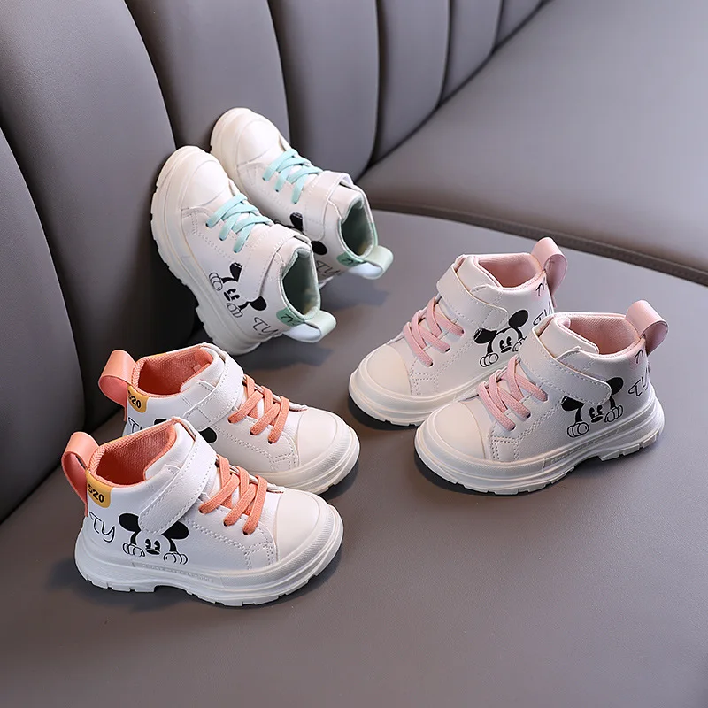 

Toddler's Sports Shoes Autumn New High Top Leather Boots 1 Baby Boys Girls 3 Single 2 Preschool Children's Soft Soled Walking