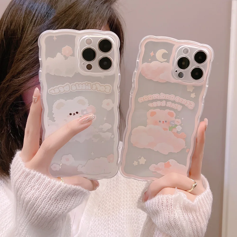 

Flower Bear Mobile Phone Case Suitable For Iphone13 12 11Promax Mobile Phone Case Xr Silicone TPU Phone Cover, Transparent