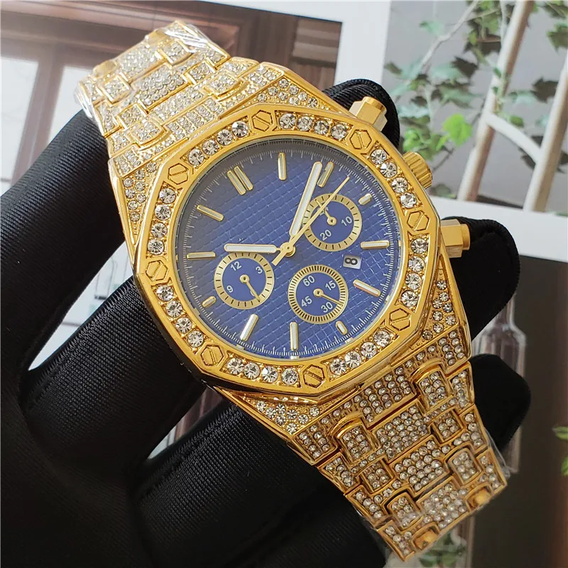 

Men Luxury Diamond Steel Iced Out Watch 2021