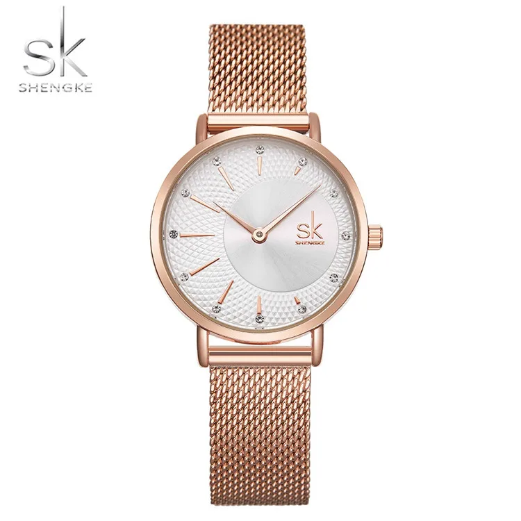 

shengke K0093 sk Quartz Watch Women Mesh Stainless Steel Watchband Casual Wristwatch Japan Movement Bayan Kol Saati Reloj Mujer