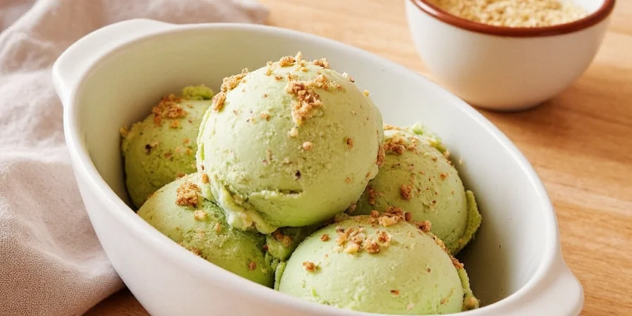 Close-up of spiced pistachio ice cream cone