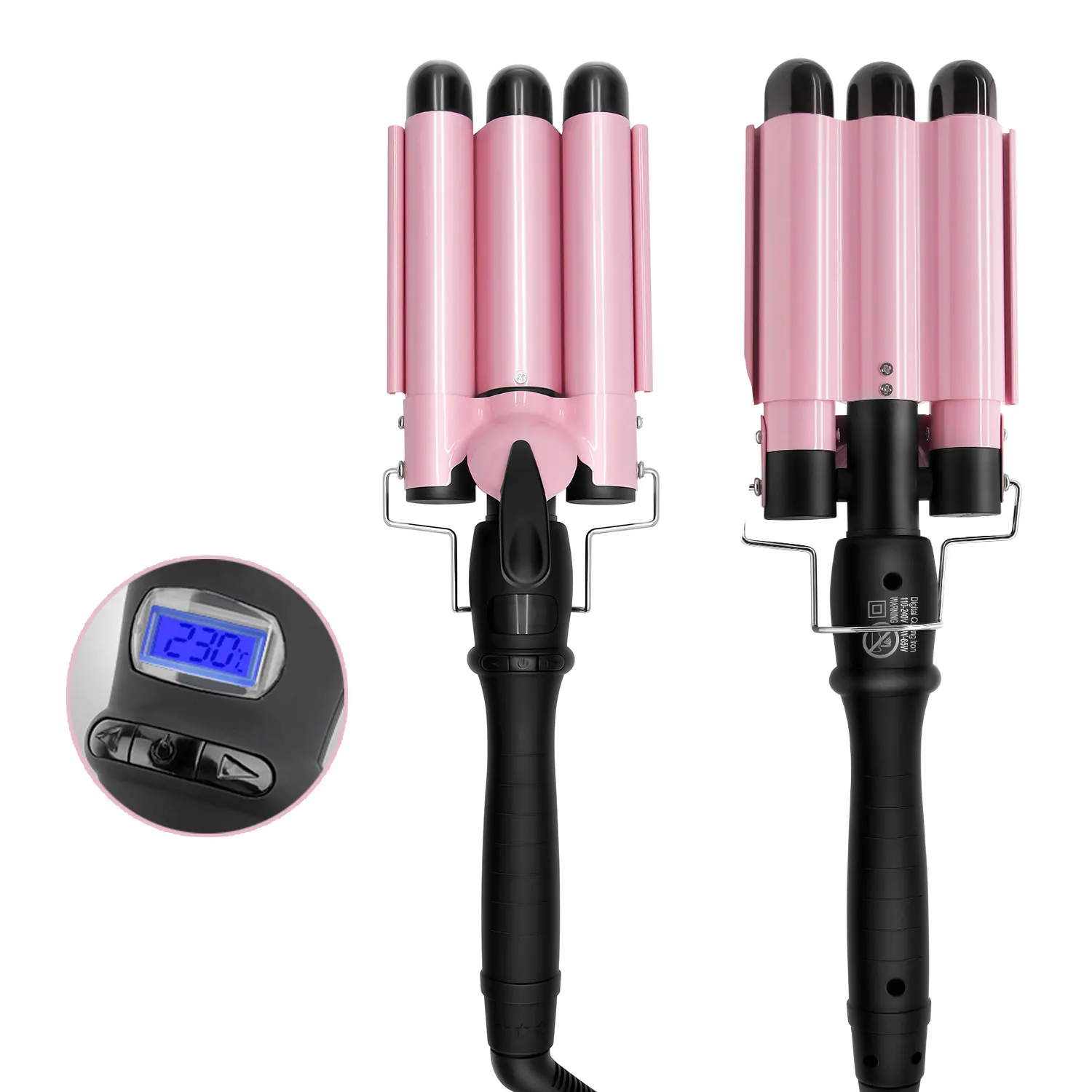 

temperature control hair straightener price crimper 2020 hair waver 5 barrel hair curler, Pink