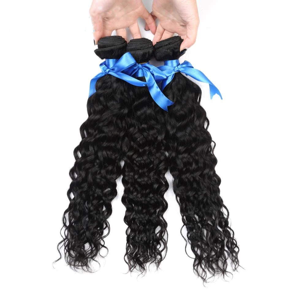 

Funtoninght 2020 new arrival cuticle aligned raw virgin hair free hair extension packaging water wave hair bundles for women