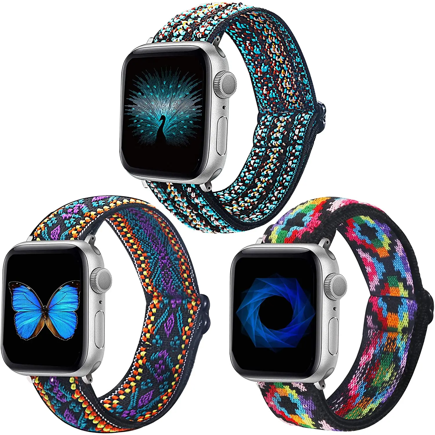 

2022 New apple watch band elastic nylon braided solo loop band for apple watch and Silicone Iwatch strap for series 7 6