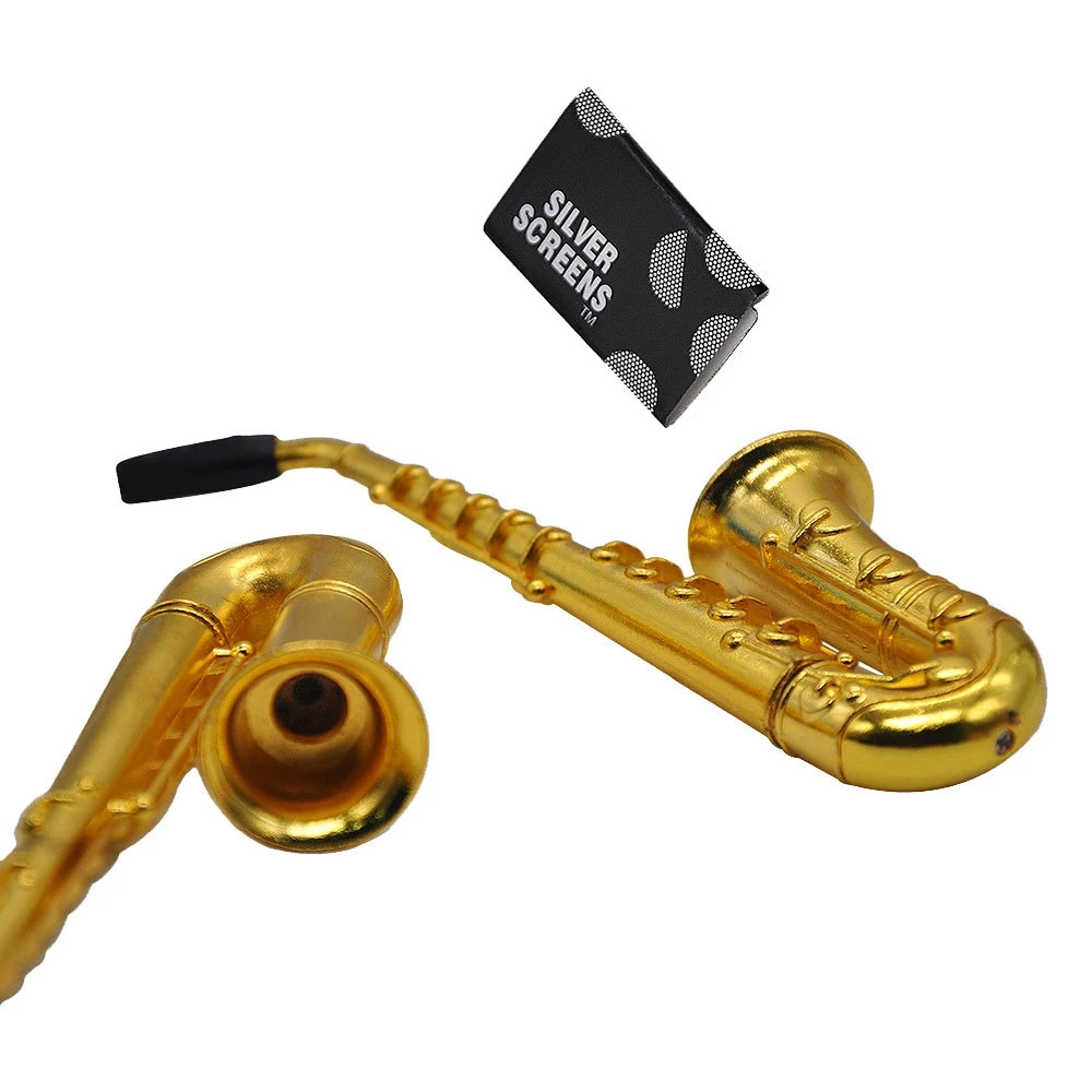 

Hintcan New tobacco pipe stand small saxophone trumpet portable metal cigarette tobacco smoking pipes, As picture