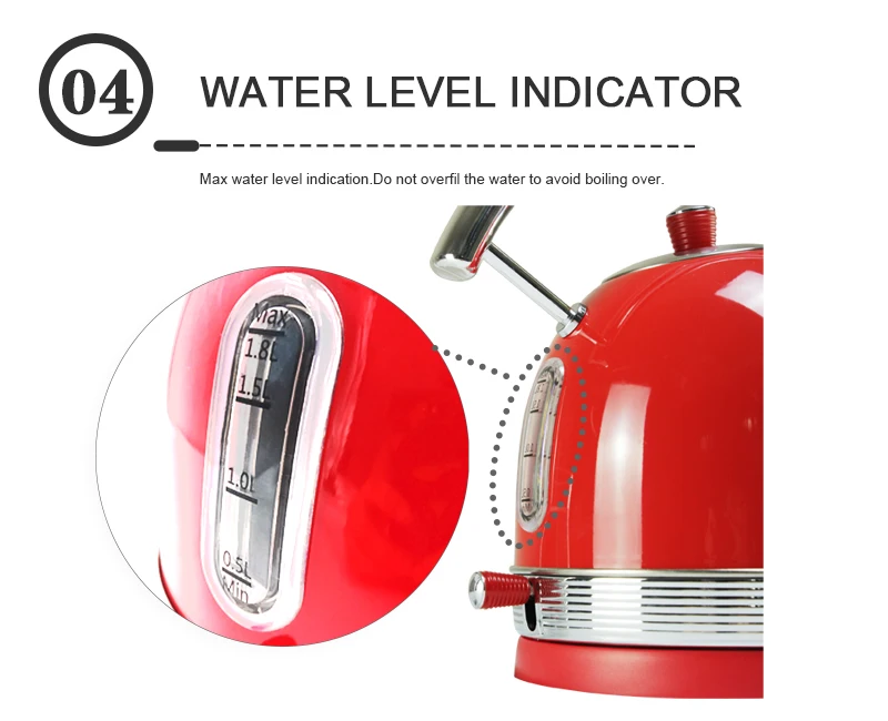 2020 Hot sale big capacity 1.8L electric kettle home appliances red color with thermometer filter kettle