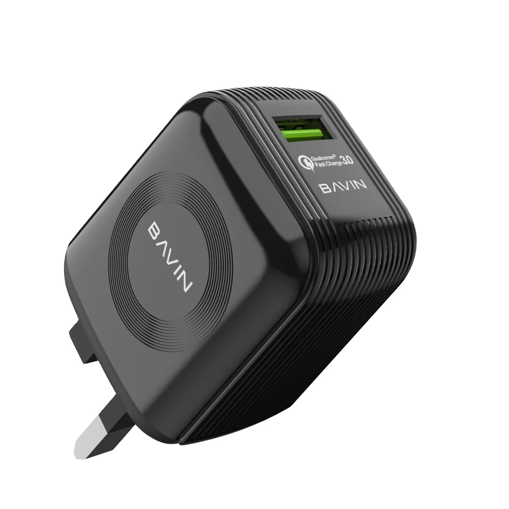 

Bavin Universal black duke QC 3.0 1 USB Port UK Plug 18W Home Use Mobile Phone Fast Charger with USB Cable PC299E