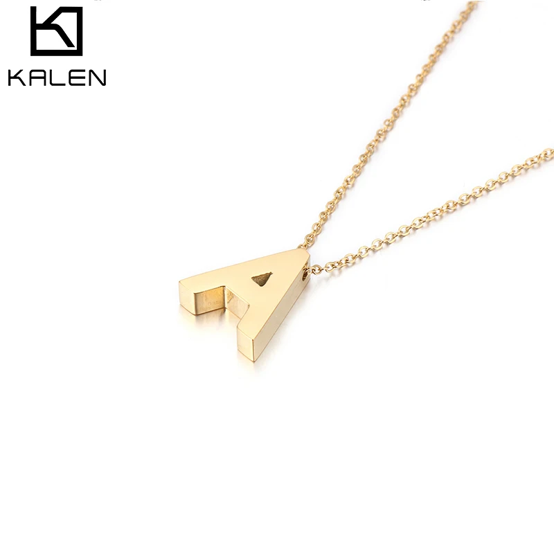 

2020 New Product Stainless Steel Necklace Jewelry 26 Letter Pendant Alphabet Necklace, Gold