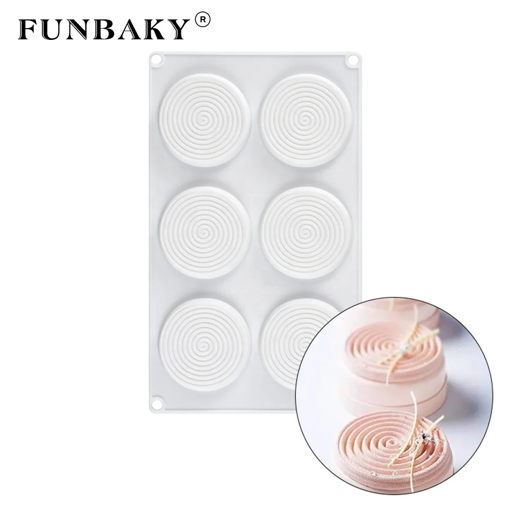 

FUNBAKY Multi - cavity mousse cake silicone mold circle shape cake mold heat resistant 3 D baking kits chocolate chip mold, Customized color