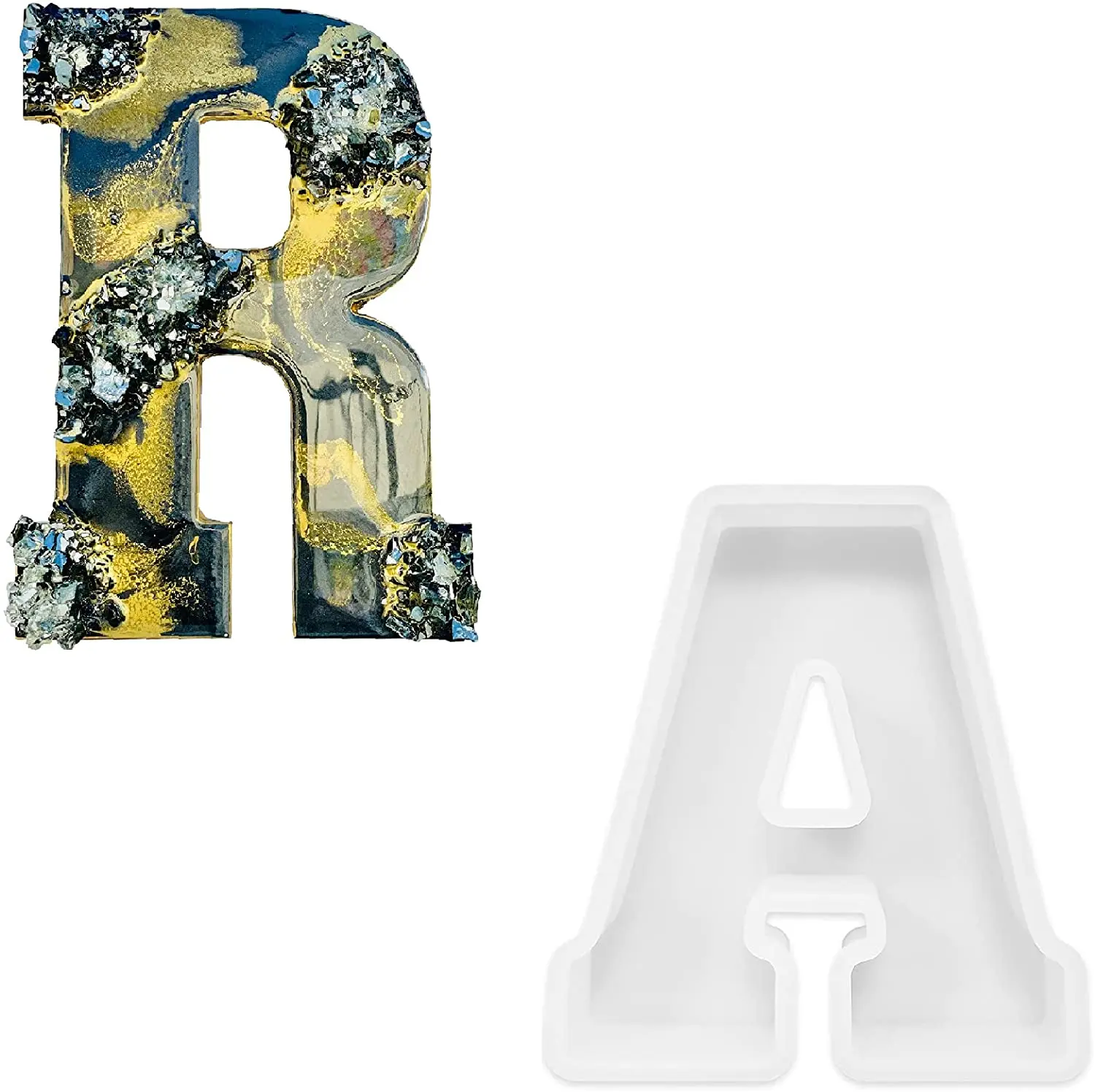 

3D Large Alphabet Silicone Molds for Epoxy Resin DIY 4-Inch Big Letters A Jewelry Home Decoration Making Letter Ornament, White