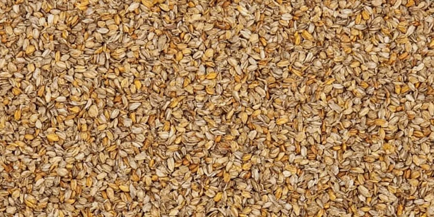 Toasting caraway seeds in a pan on stove.