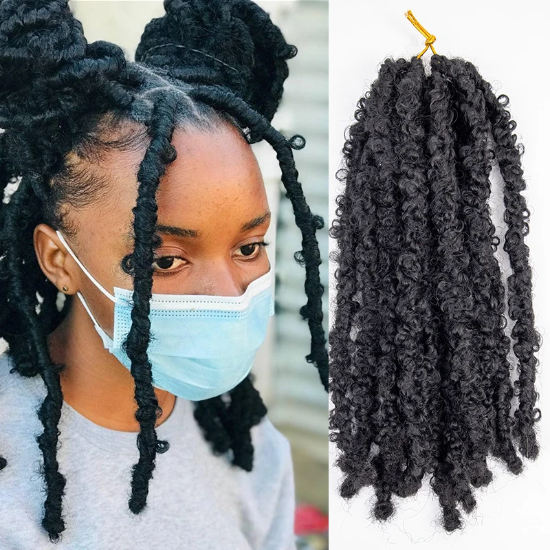 

Wholesale pre looped distressed blonde 14 inch faux locs butterfly locs 12in 14in crochet hair extension, As shown in picture,or customer accepted