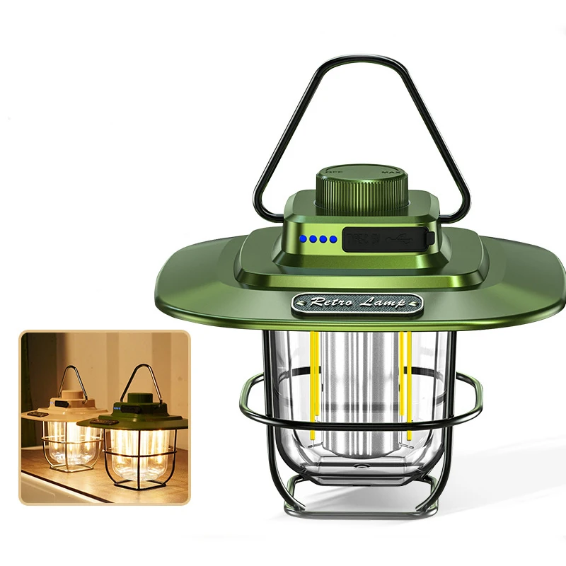 

Outdoor camp tent led hang light wholesale rechargeable portable retro camping lamp