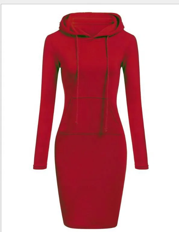 
2020 fashion plain pockets pullover casual Hoodies women long sleeve hoodies dress 